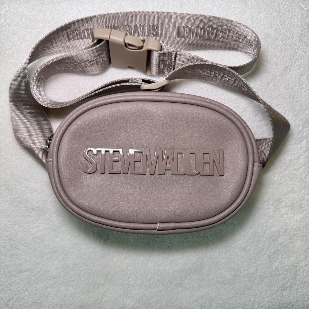Steve Madden Mauve Taupe Faux Leather Belt Bag Logoโ Fanny Pack Waist Bag